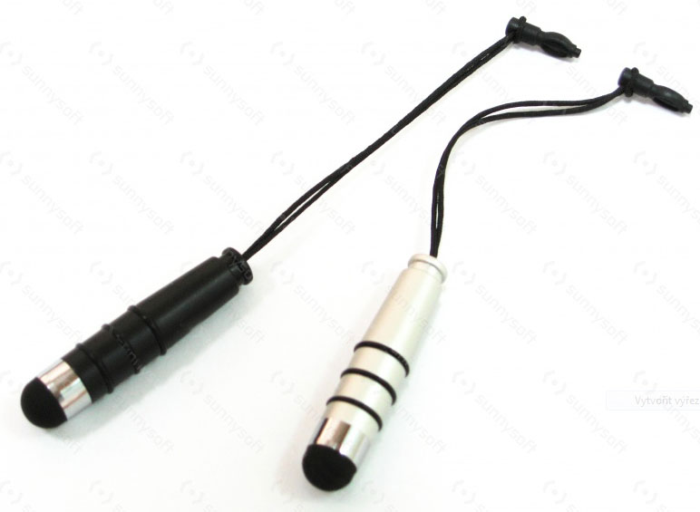 Stylus pro kapacitní displeje se šňůrkou a zásuvkou do 3,5mm konektoru - stříbrný
